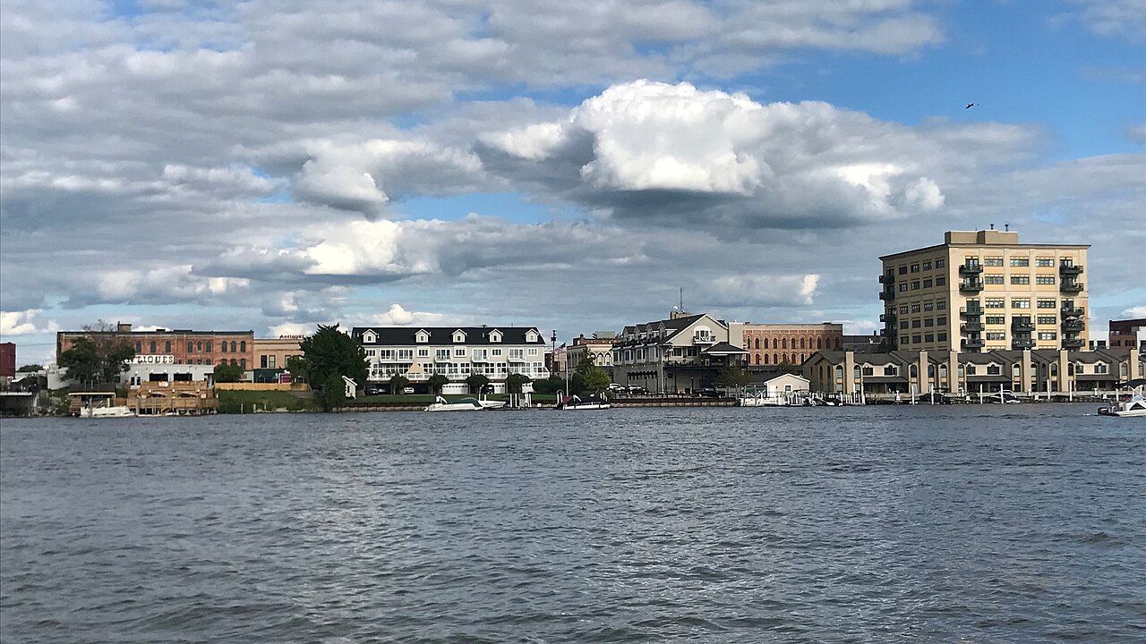 Bay City, Michigan skyline viewed from the Saginaw River